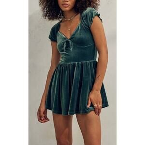 Urban Outfitters Milly Green Velvet Romper Playsuit NEW S or L